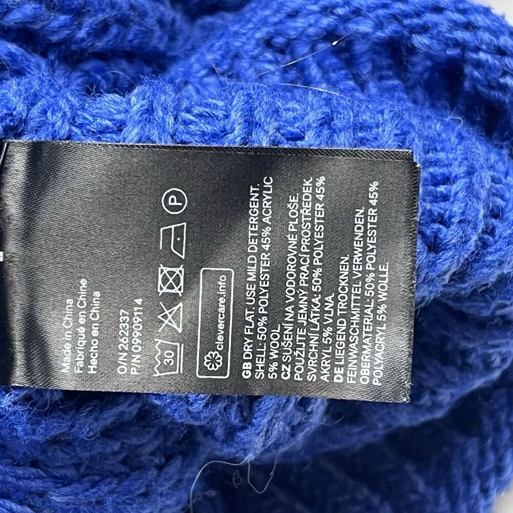 H&M Chunky Funnel Neck Long Sleeve Oversized Sweater Large Top Electric Blue Pop - Picture 5 of 11
